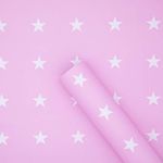 wolpin Wall Stickers Wallpaper for Kids Room Decoration (45 x 500 cm) Baby Girls Boys Room, Nursery Creative Stars, Anti Stain Self Adhesive, Pink