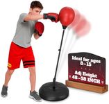 Punching Bag Stand for Ages 8-15 – 58" Adjustable Reflex Bag Boxing Set with Gloves & Pump | Indoor Outdoor Youth Boxing Equipment for Fitness, Training & Fun | Great Christmas Sports Gift for Teens