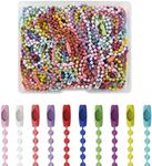 100 Pcs Ball Bead Chain Ball Chain Keychain Dog Tag Necklace Chains Beaded Metal Keychain 2.4mm Beads Chains for Jewelry Making Steel Ball Bead Chain with Connector for Key Craft DIY (Mixed Color)