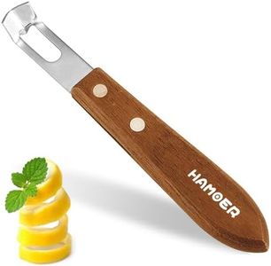 HAMOER Channel Knife Zester - Fruit and Vegetable Tool for Decorating Cocktails, Desserts, and Salads Stainless Steel Tip Wooden Handle