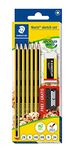 STAEDTLER 61 120 C6 Noris Graphite Pencils - Sketch Set (Pack of 6 Pencils in Assorted Grades, Eraser & FREE Sharpener)