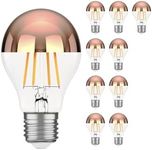 ledscom.de 10 x E27 LED Light Bulbs, A60, Warm White (2600 K), 7.5 W, 839 lm, Head Mirror (Rose Gold)