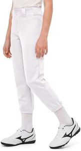 Girls White Softball Pants Toddler Youth Baseball Tee Ball Pant with Pockets Belt Loops (13-14 Years)