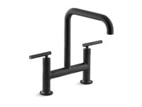 KOHLER K-7547-4-BL Purist Deck-Mount Bridge Faucet, Matte Black