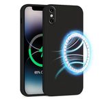 INZ Mag-Safe Magnetic iPhone X & XS Case 5.8-Inch Black Liquid Silicone Gel Rubber Anti Scratch Resistant Soft Slim Protective Cover Protect Compatible for iPhone X & XS