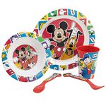 Stor Mickey Mouse and Friends 5pcs Kids Lunch Breakfast Dinner Tableware Set Plate, Bowl, Cutlery & Tumbler, BPA Free, Children, Baby