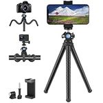 Vkesen Flexible Phone Tripod Stand for Smartphone, Camera, Octopus Tripod for Action Camera, Travel Tripod with Mobile Phone Tripod Mount for Cellphone, Camera, Sports Camera, IPhone, Samsung, GoPro