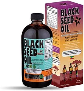 Ethiopian Black Seed Oil - 3.43% Thymoquinone Cold-Pressed Black Cumin Seed Oil from Pure Nigella Sativa - First Pressing Blackseed Oil Non-GMO Improved - 16 Oz Glass Bottle Sweet Sunnah