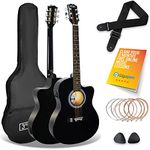 3rd Avenue Full Size 4/4 Cutaway Electro Acoustic Guitar Pack Bundle for Beginners with 6 Months FREE Lessons, Built-in Tuner and EQ - Black