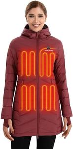 Venustas Women's Long Heated Down Jacket with Battery, Electric Puffer Jacket with 90% Duck Down For Outdoor Camping Skiing
