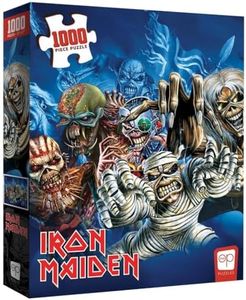 USAopoly Iron Maiden The Faces of Eddie 1000 Piece Jigsaw Puzzle | Officially Licensed Iron Maiden Puzzle | Collectible Puzzle Featuring Eddie The Head, Multi