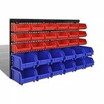 STARNINE 32Pcs Workshop Storage 32Pcs Wall Mount Storage Organiser Pegboard with Bins Garage Pegboard for Walls Shed & Garage Storage Solution Wall Mount Tools Screws Nuts Organiser