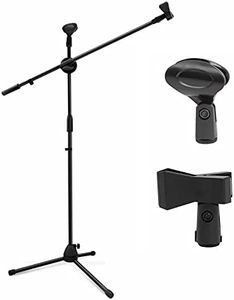 Selens 140cm Microphone Stand with 65cm Swivel Arm and 2 Microphone Clamps, Portable Adjustable Height Floor Stand Microphone Holder Tripod for Video Vlog Photography Live Streaming