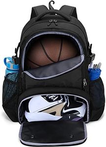 DSLEAF Basketball Backpack with Ball Holder, Soccer Bag for Basketball, Volleyball with Shoe Compartment & Laptop Sleeve for Travel, School Team