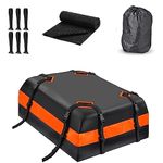 Stanz (TM) Car Roof Bag Cargo Carrier, 15 Cubic Feet Waterproof Rooftop Cargo Carrier with Anti-Slip Mat + 8 Reinforced Straps + 4 Door Hooks Suitable for Most Vehicles with/Without Rack