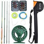 Sougayilang Saltwater Freshwater Fly Fishing Rod with Reel Combo Kit-Green