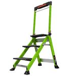 Little Giant 3 Tread Jumbo GRP Step Stool, Top Tread Height 660mm, Fibreglass, Folding Steps with Built-in Tool Tray & High Handrail