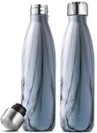 Triple Insulated Stainless Steel Water Bottle (Set of 2) 500ml Insulated Water Bottles, 100% Leakproof Travel Bottle Keeps Hot and Cold - BPA-Free Reusable Flask - Non-Sweat Metal Drinking Bottle