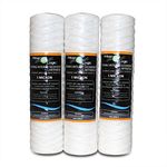 3 x FilterLogic 10" 1 Micron String Wound Sediment Water Filter Cartridge to Filter Particles & Sediment for Hard Water,WVO and All Aquarium, Ponds/Aquarium/Bio Diesel/Vegetable Oil/Fishkeeping