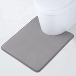 smiry Non-Slip Toilet Mat, 50 x 60 cm, Extra Soft U-Shape Pedestal Mat for Toilet, Absorbent Memory Foam Bath Contour Mat, Machine-Washable Dry Toilet Mat for Floor, Grey