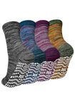 ZAKASA Non-slip Mens Slipper Socks: Grippy Anti-skid Socks for Running Fitness Workout UK 6-8 Color-4 Pairs