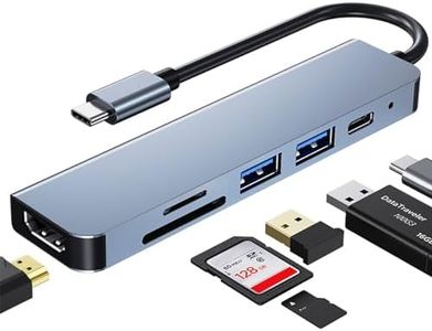 Hub Adattatore multi-porta USB C per MacBook Pro,6-in-1 USB C a HDMI compatibile con computer portatili USB C e altri dispositivi di tipo C(4K HDMI USB3.0 Card Reader 87W PD) (hub usb c(Blue))