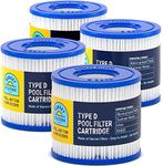 Sunset filters Type D Pool Filter Cartridge for Above Ground Pools, Size D Replacement, for Summer Waves Pool Filter Type D, Intex, rx600, Easy to Install, Made of Dacron Fibre, Re-usable (4 Pack)