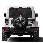 Foruidea Compass Sun Dial Black Spare Tire Cover with Backup Camera Hole Waterproof Wheel Tire Cover Fit for Jeep,Trailer, RV, SUV and Many Vehicle 17inch