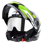 Steelbird SBA-7 Huracan ISI Certified Flip-Up Helmet for Men and Women with Inner Sun Shield (Matt Black Neon, Medium 580 MM)