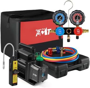 PB Motor TECH 4.5CFM 1/3HP Vacuum Pump with 3-Way R1234yf AC Manifold Gauge Set, with Leak Detector, R1234yf Puncture Can Tap, R1234yf Quick Couplers and Other Accessories