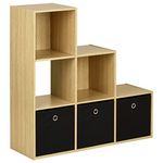 Hartleys Oak 6 Cube Shelving Unit and 3 Easy Grasp Box Drawers