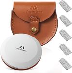 Angerstone Axe Sharpener - 3.8”Oversized Axe/Hatchet Sharpening Stone - Whetstone Blade & Tool Sharpener, Dual Grit 180/320 Sharpening Puck with cowhide Sheath for Bushcraft, Camping and Field Use