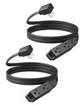 DEWENWILS 6FT Flat Plug Extension Cord, 3 Prong Ultra Thin Power Strip, 13A/125V/1625W, 16/3 Awg Grounded Flat Power Cable for Indoor Narrow Space, SPT-3 Cord, ETL Listed, Black, 2 Pack