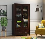 Varsha Furniture Solid Wood Book Shelf for Home Library | Shelves | Book Racks | Cabinet Storage for Kitchen, Home & Office | Sheesham Wood Bookcase (Walnut Finish)