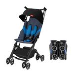 gb Pockit+ All-Terrain Airplane Carry-on Compliant Stroller - Ultra Lightweight, 2-in-1 Travel System Ready with any Cybex Infant Car Seat, Compact Self-Standing Fold, Easy to Carry - Night Blue