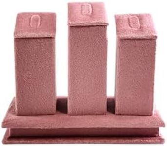 SCIKHEFT Jewelry Rack Display All Pink Velvet Cloth Window Necklace Ring Jewelry Display Props High-End Display Props (3 digit ring holder)