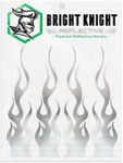 Bright Knight Reflective Flame Stickers, 4 Pcs Chrome Reflective Car Sticker Decal, Made with 3M Retro-Reflective Vinyl, Self-Adhesive Outdoor Waterproof Safety Flame Decals for Trucks, Cars & Helmet