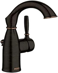 Moen 84144BRB Sarona One-Handle Single Hole Rustic Farmouse Bathroom Sink Faucet with Optional Deckplate, Mediterranean Bronze