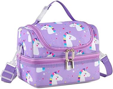 VASCHY - Bolsa isotérmica para almuerzo, portátil, con compartimentos separados, reutilizable, bolsa de almuerzo con correa ajustable para colegio y picnic, unicornio, unicornio., Niños,Térmico