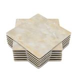 EZ Life Designer High Class Cream Moon Marble Tile 12 Coaster Set - Square - Placemat for Hot & Cold Drinks - Bowl & Tea Cup Dining, Cocktail Table Décor - Dining Table Accessory Coasters