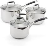 Stellar 3 Piece Draining Saucepan Set - Stainless Steel Cookware Set with Vented Draining Lids, Easy-Pour Rims & Internal Measurement Guides – Includes 3 Draining Saucepans, 16cm, 18cm, 20cm