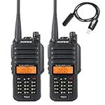 2 Pack BAOFENG Walkie Talkie P52UV Dual Band Long Range Rechargeable Two Way Radio VHF/UHF Handheld Ham Radio Headset and One Programming Cable Included Support Chirp