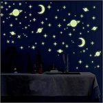 DreamKraft Fluorescent Night Glow in The Dark Star Wall Sticker (Pack of 5 Sheet, Green)(Vinyl), Self-Adhesive, 30 x 24 x 1 Centimeters