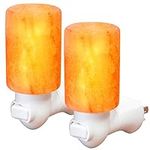 AULTRA Salt Lamp Night Light with Himalayan Natural Crystal Salt Color Lights - UL Listed Plug for Lighting Bedrooms Or Bathrooms (2-Pack)