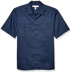 Amazon Essentials Men's Short-Sleeve Stain and Wrinkle-Resistant Work Shirt, Navy, L