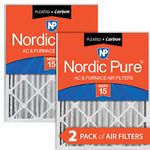 Nordic Pure 16x20x4 (3-5/8 Actual Depth) MERV 15 Plus Carbon AC Furnace Air Filters, Box of 2