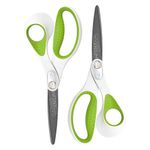 Westcott 16926 8-Inch Heavy-Duty CarboTitanium Scissors for Office and Home, Green/White, 2 Pack