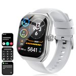 Smart Watch for Men Women with Bluetooth Call,Newest Fitness Tracker Records Steps and Calories with Heart Rate/Blood Oxygen/Sleep Monitor,Alexa Built-in,Smartwatch for Android iOS Phone (Silver)