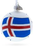 Flag of Iceland Blown Glass Ball Christmas Ornament 3.25 Inches