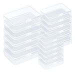 IBEQUEM 18Pcs Mixed Sizes Rectangular Empty Plastic Box, Mini Clear Plastic Organizer Small Plastic Beads Storage Containers with Hinged Lids for Craft Projects, Jewelry, Tools, Hardware, Small Items